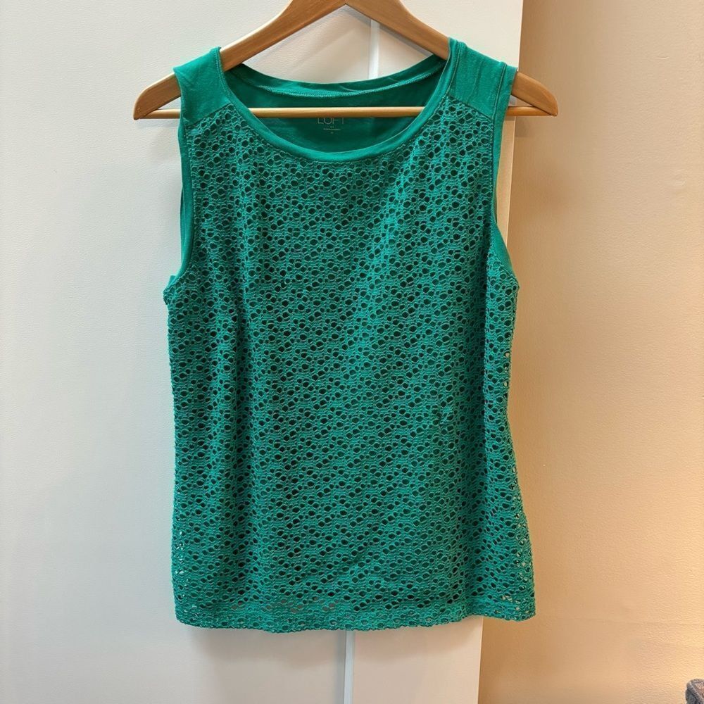 Ann Taylor LOFT Green Sleeveless Lace Tank Top – Size M